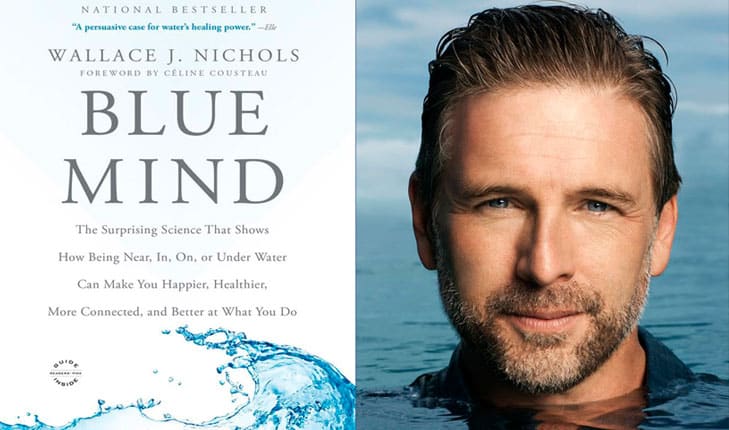 Blue Mind book cover and author's portrait